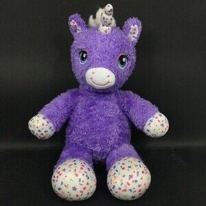 Build-A-Bear - Stardust - Purple Sparkle Unicorn Plush - Confetti Accents